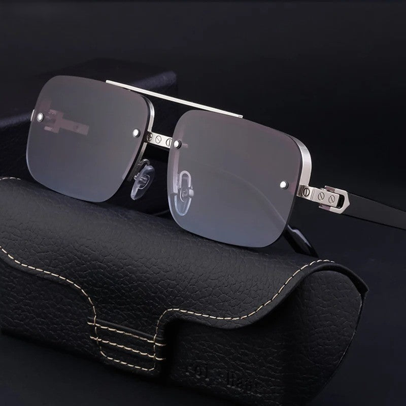 GG2317 Silver Black Rectangle Sunglasses