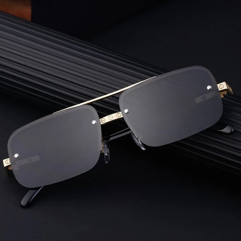 GG2317 Silver Black Rectangle Sunglasses