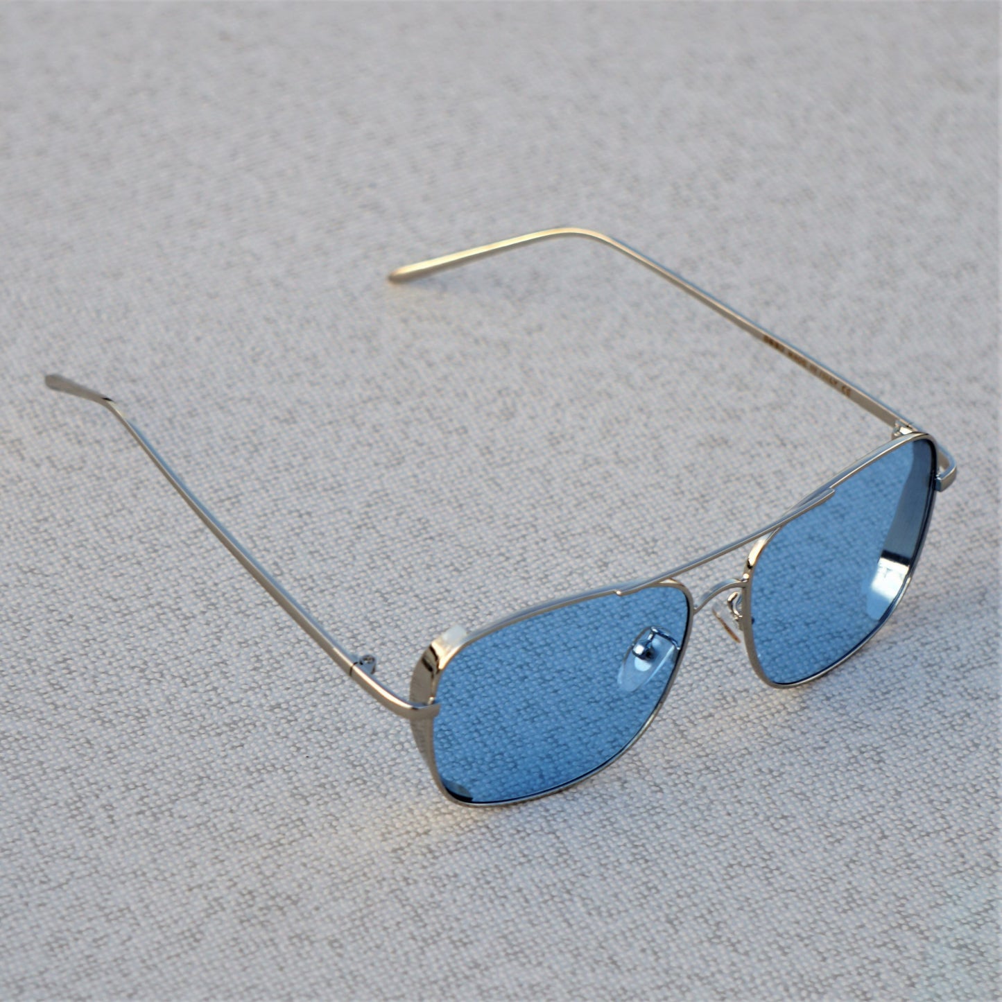 Clement Rectangle Silver Blue Sunglasses