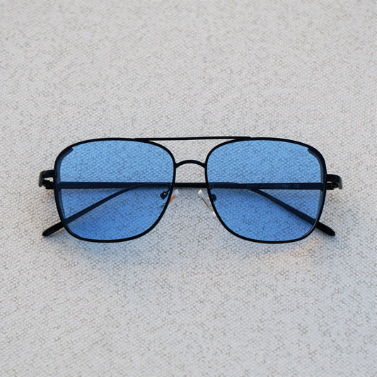 Clement Rectangle Black Blue Sunglasses