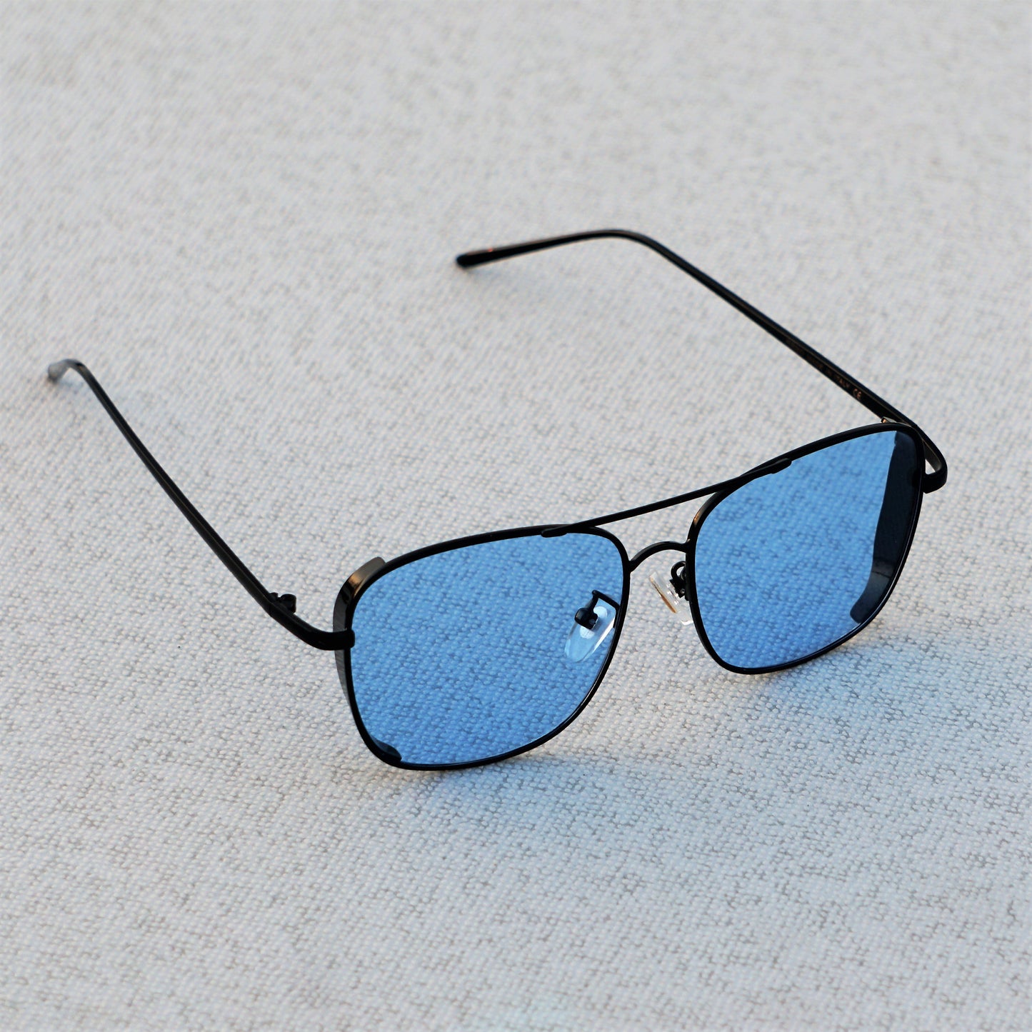 Clement Rectangle Black Blue Sunglasses