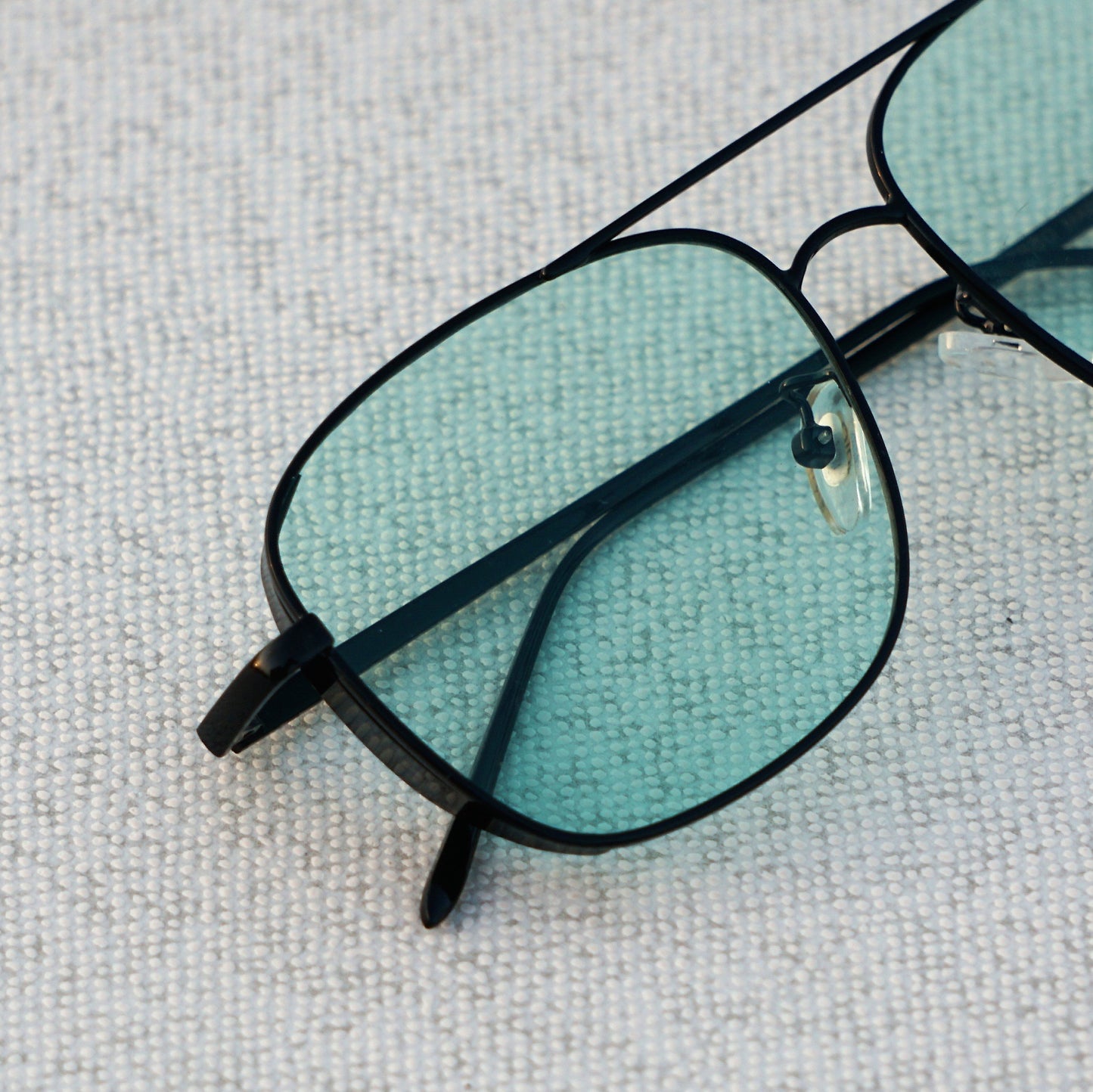 Clement Rectangle Black Green Sunglasses