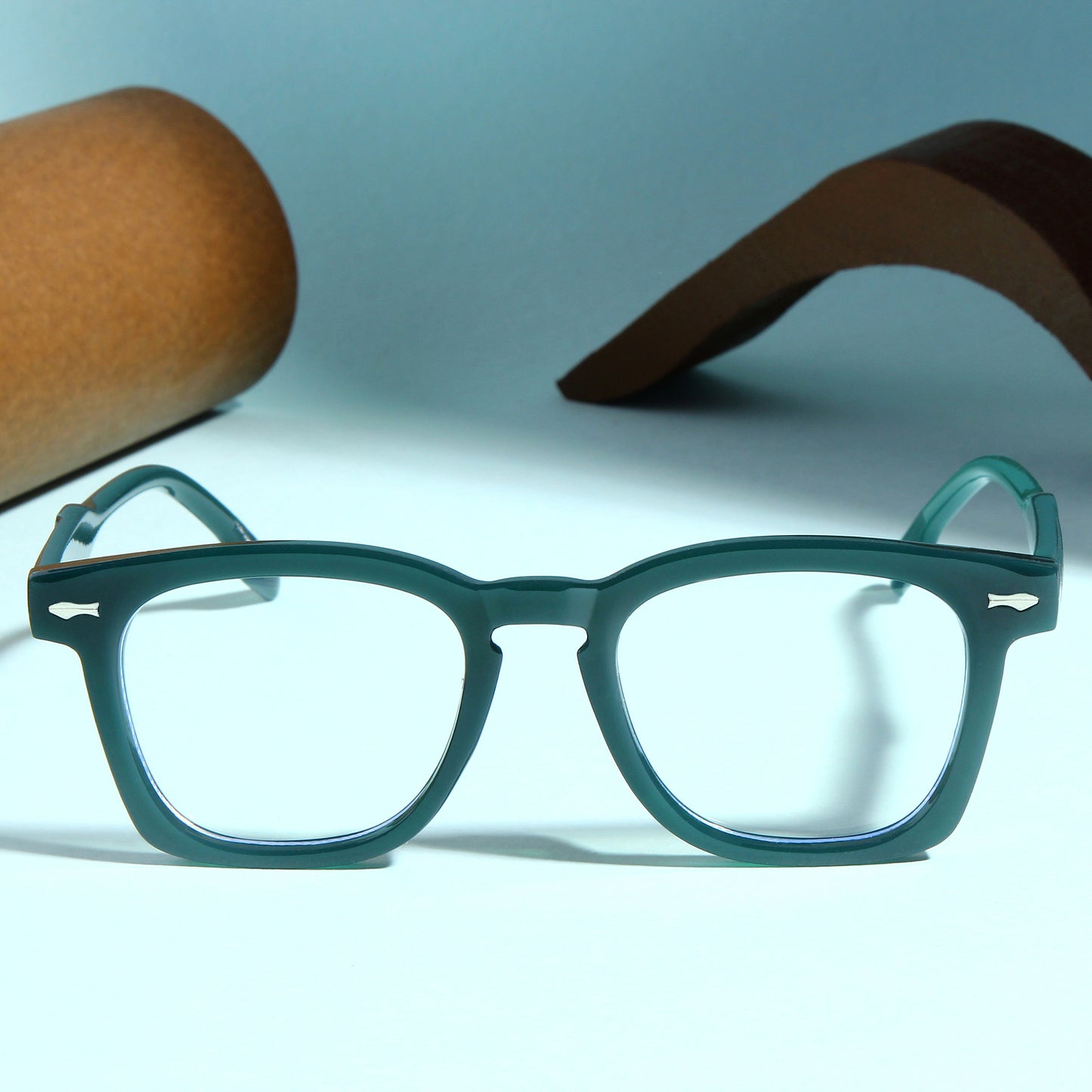 Michel Green Clear Square Sunglasses