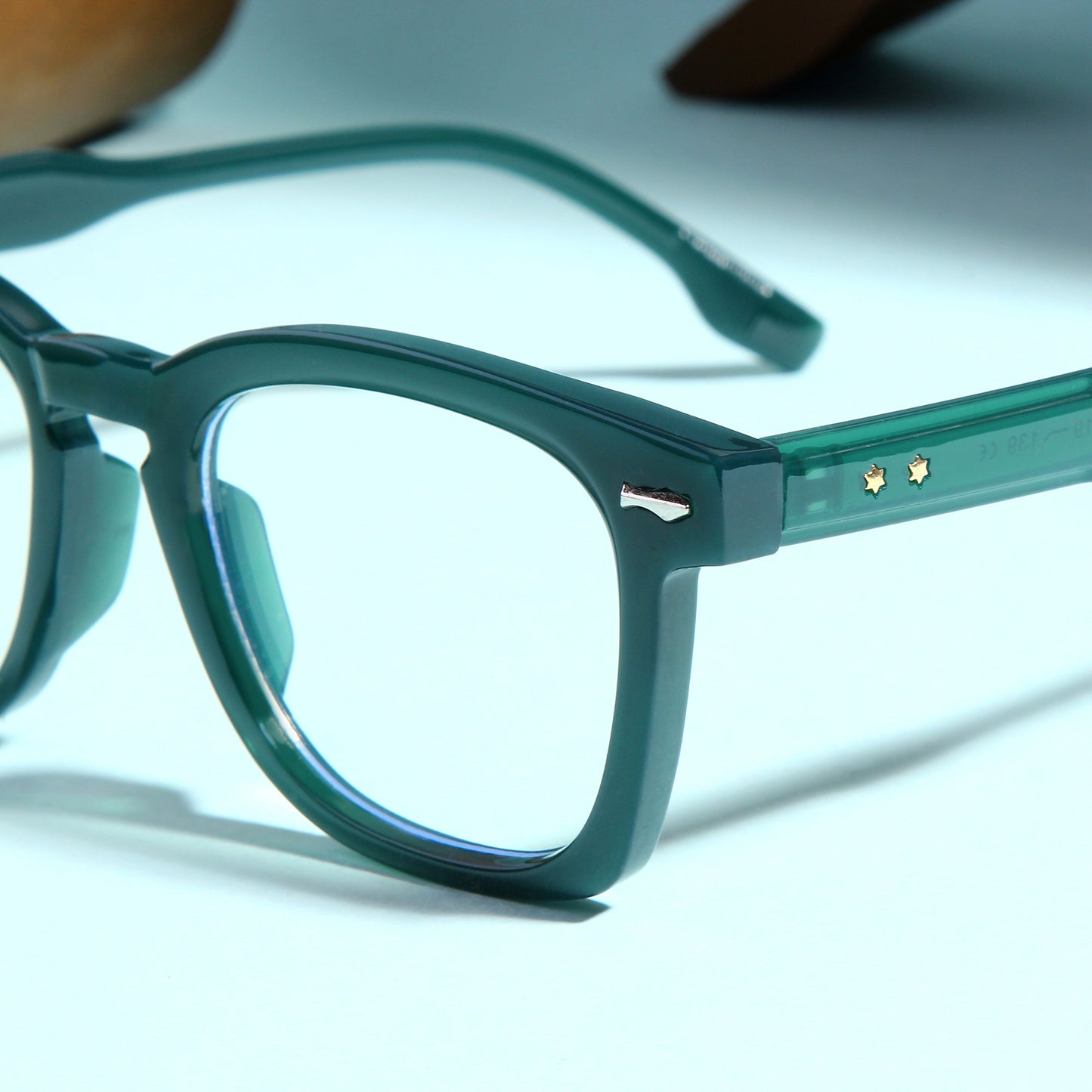 Michel Green Clear Square Sunglasses