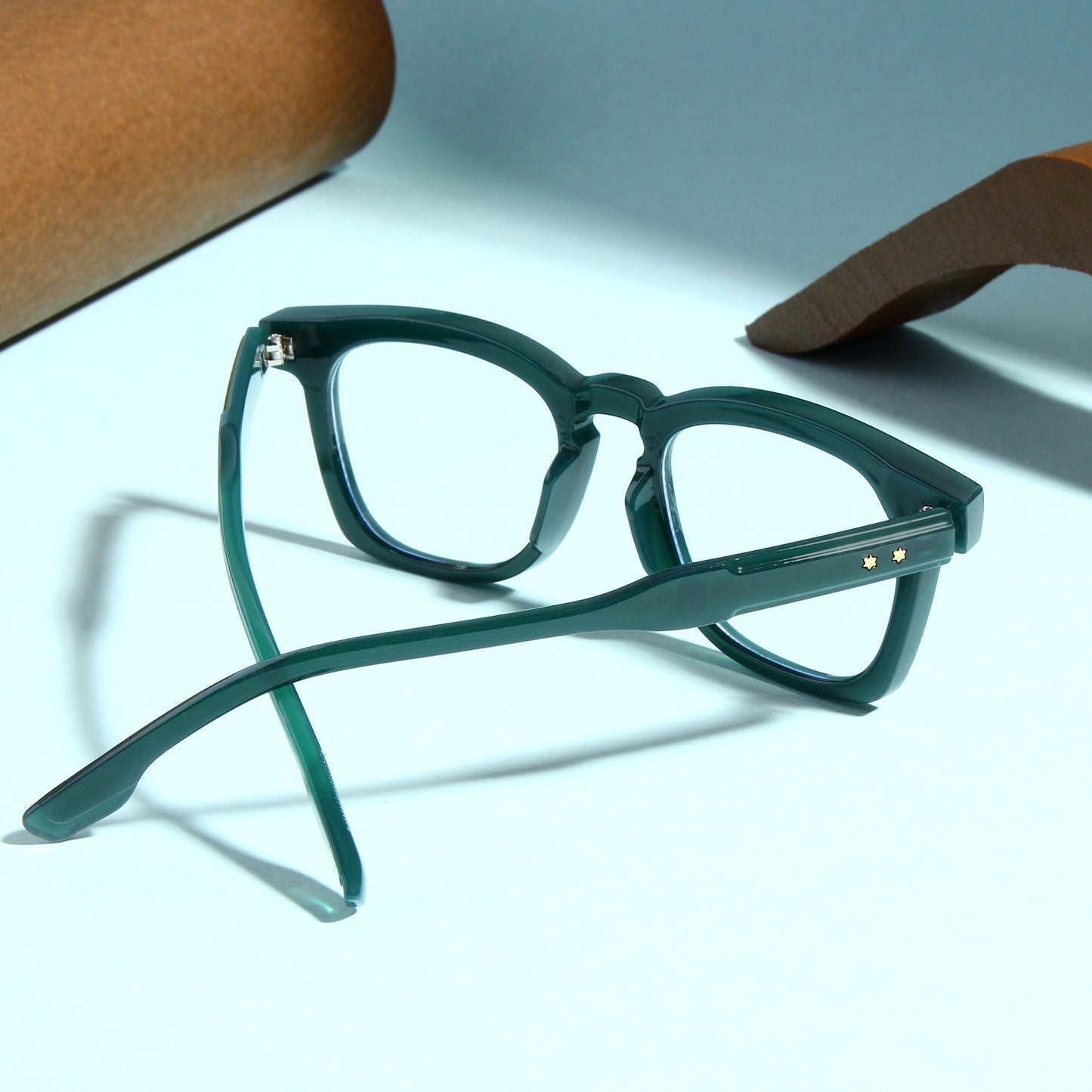 Michel Green Clear Square Sunglasses