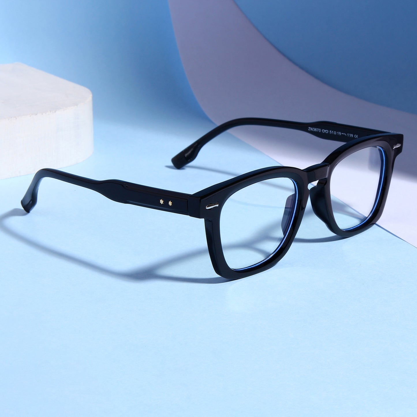 Michel Black Clear Square Sunglasses