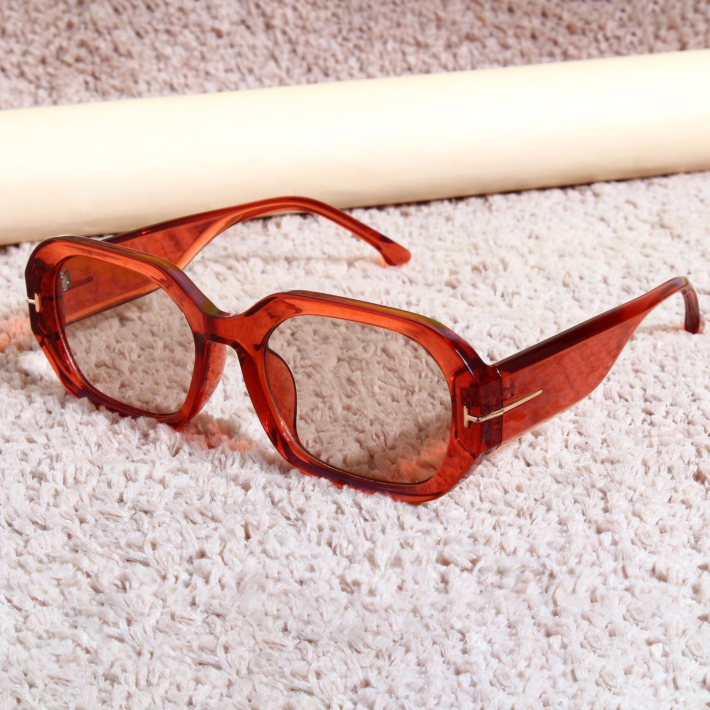 Striker Wine Light Brown Rectangle Sunglasses