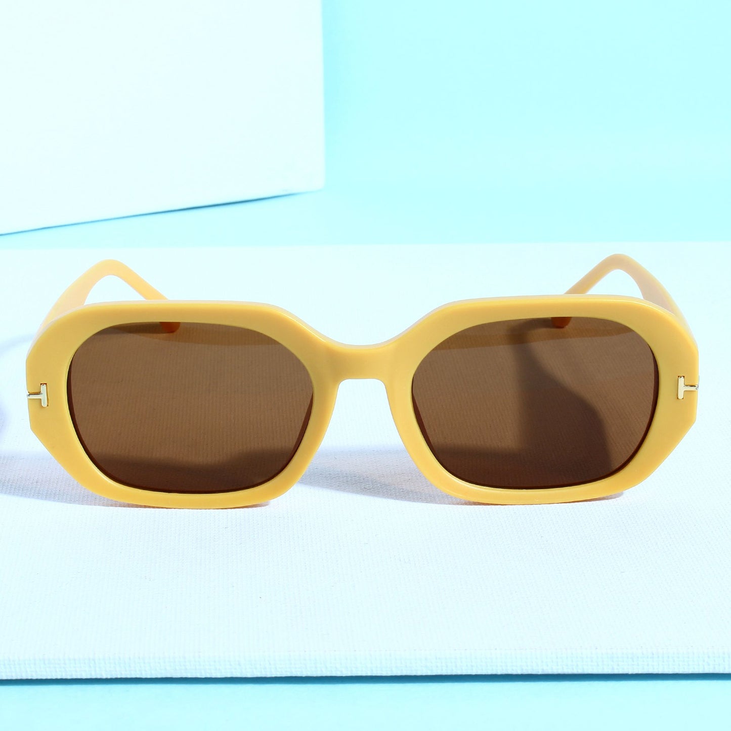 Striker Yellow Brown Rectangle Sunglasses