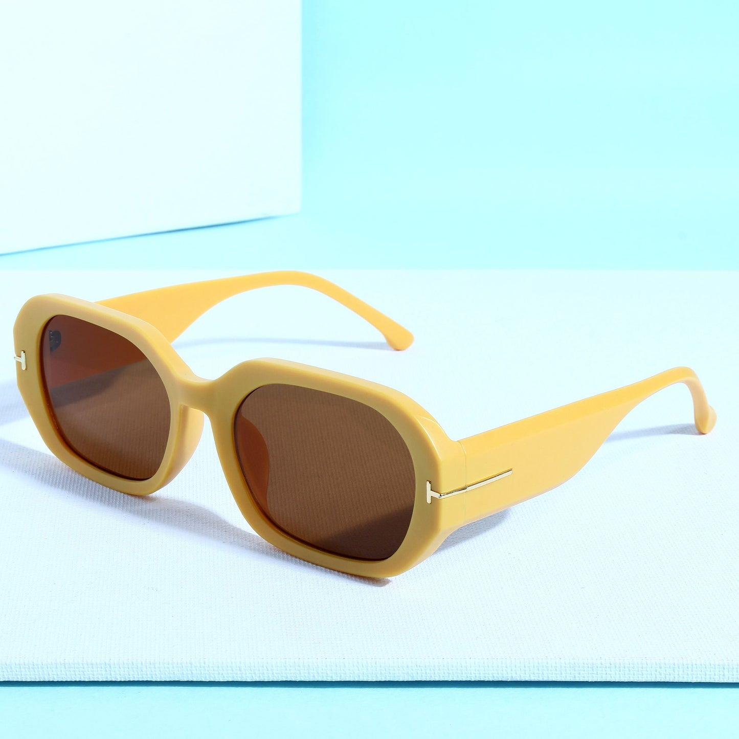 Striker Yellow Brown Rectangle Sunglasses
