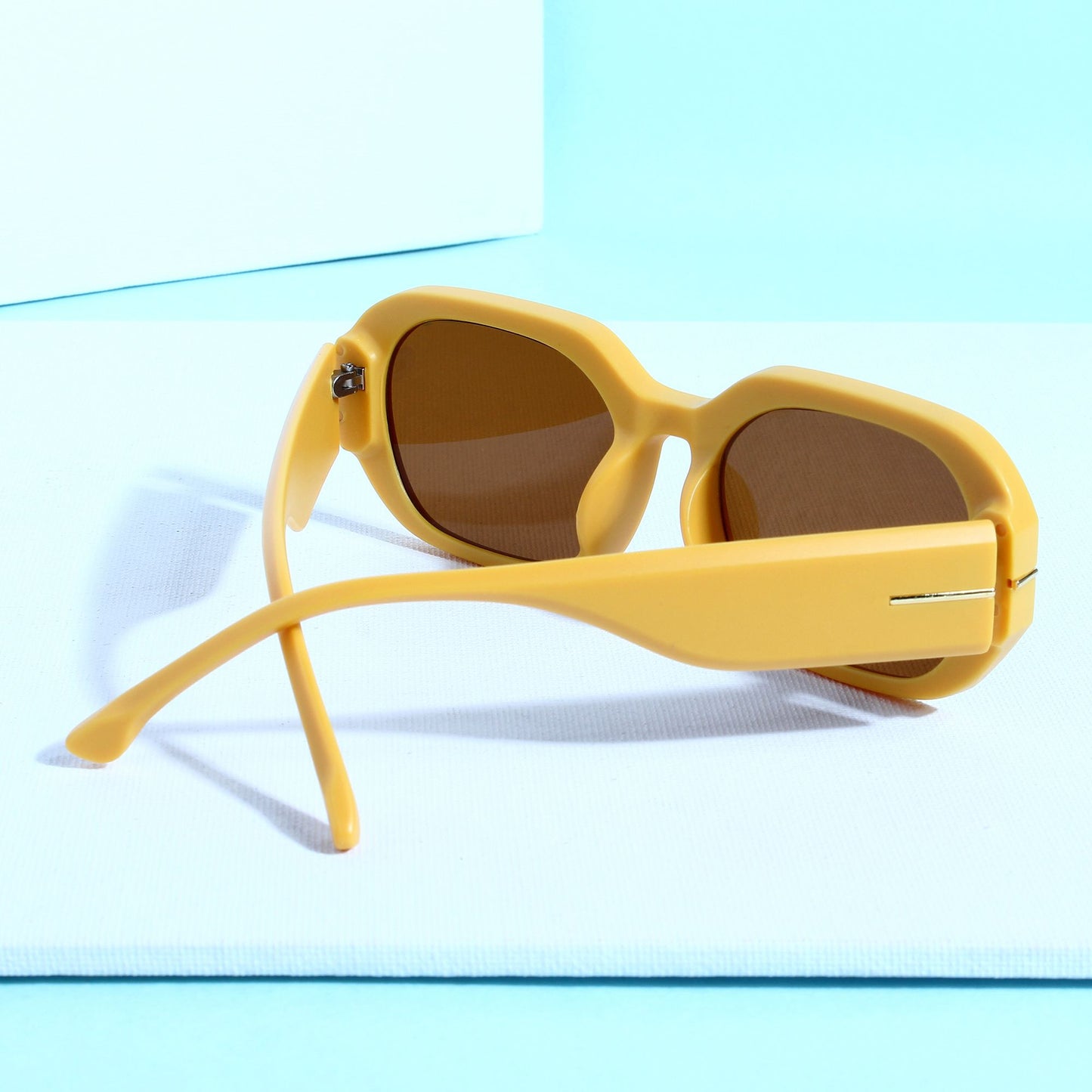 Striker Yellow Brown Rectangle Sunglasses