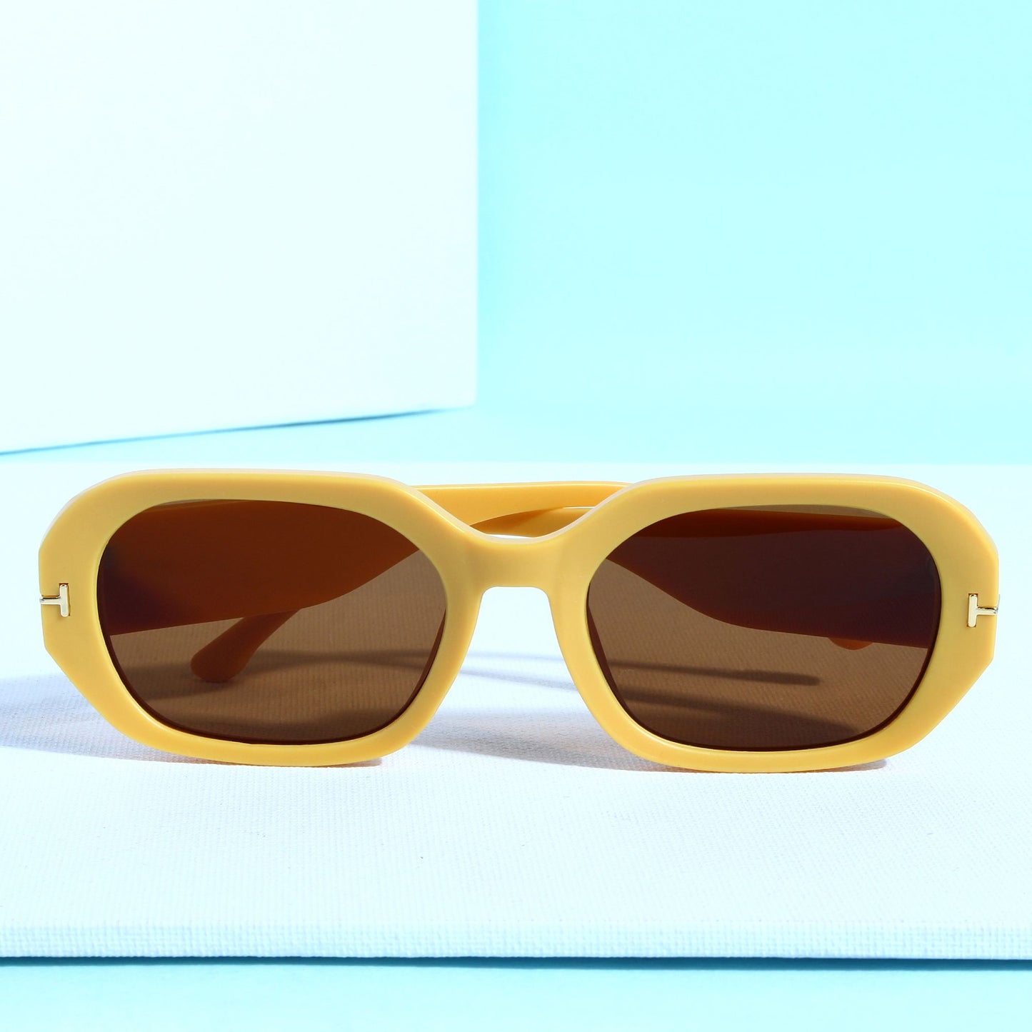 Striker Yellow Brown Rectangle Sunglasses