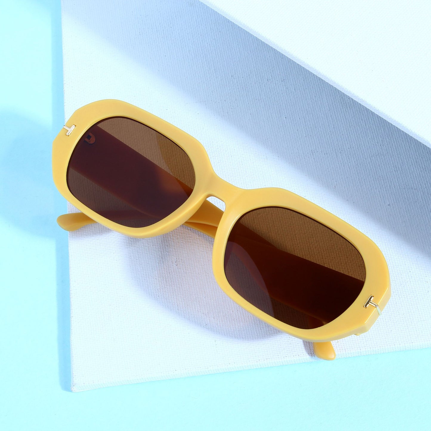 Striker Yellow Brown Rectangle Sunglasses