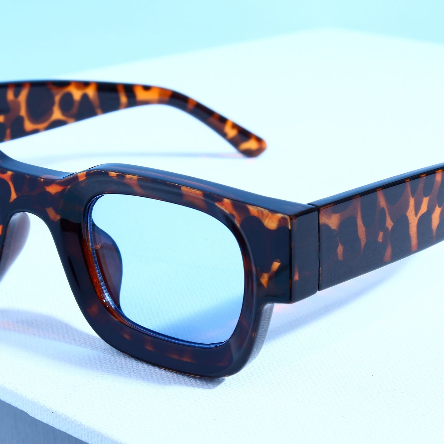 Vintage V1 Tortoise Black Blue Square Sunglasses