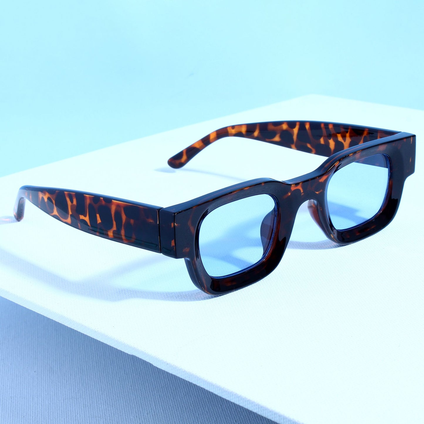 Vintage V1 Tortoise Black Blue Square Sunglasses