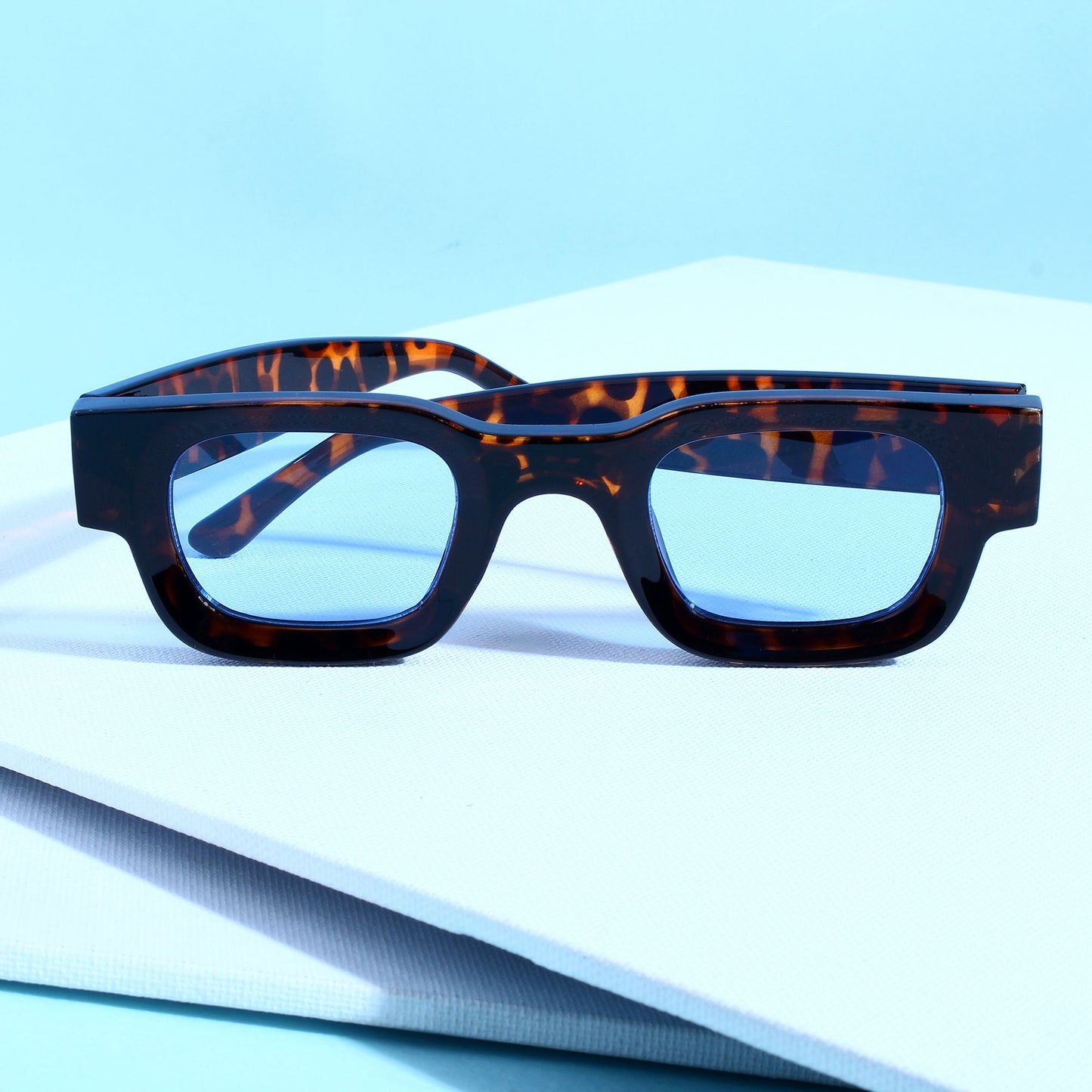 Vintage V1 Tortoise Black Blue Square Sunglasses