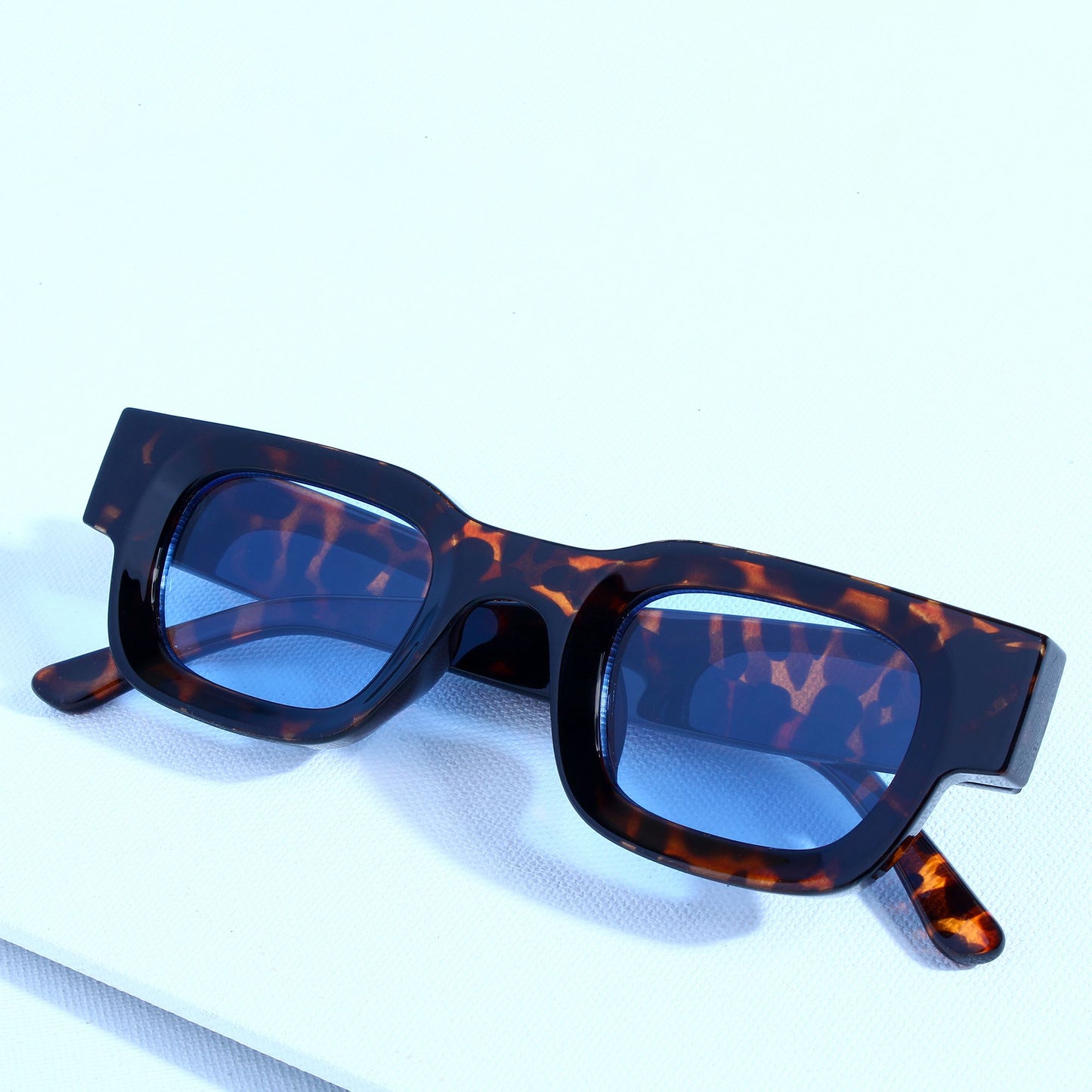 Vintage V1 Tortoise Black Blue Square Sunglasses
