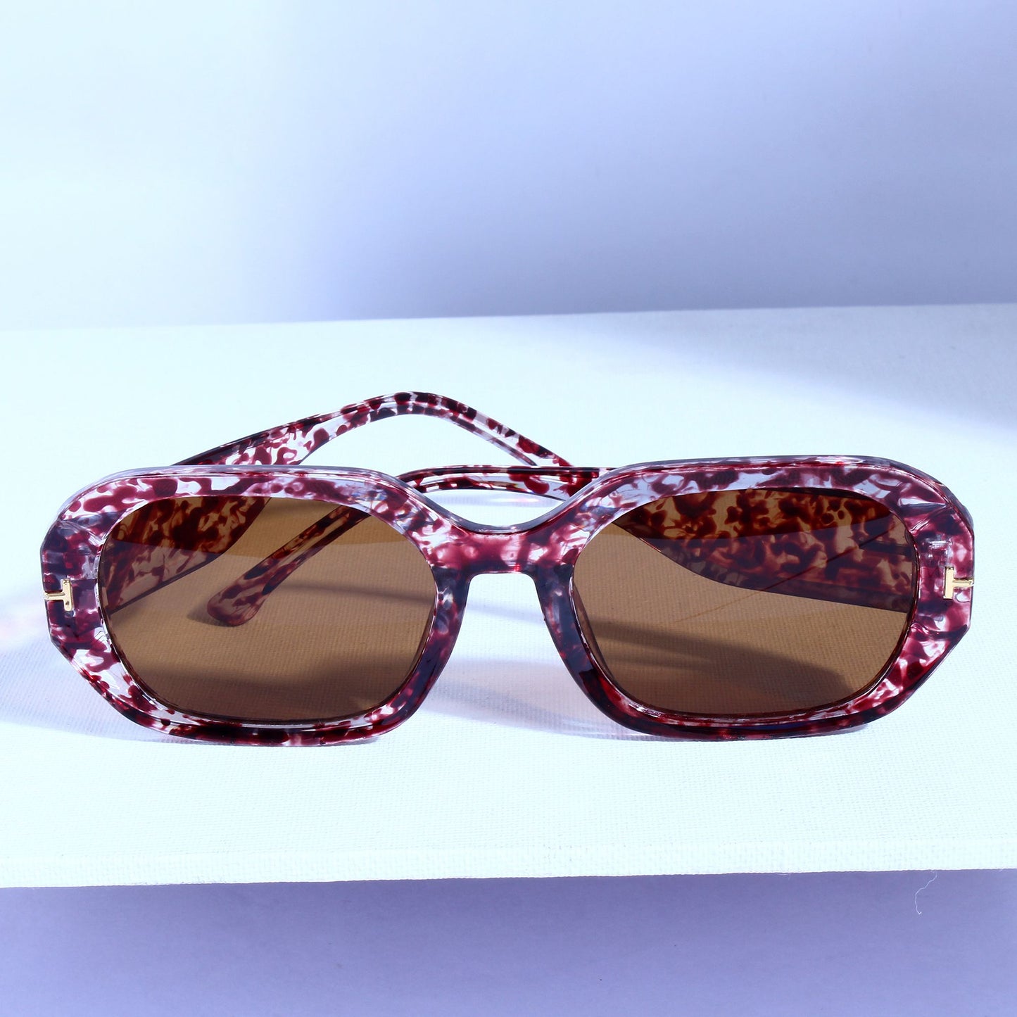 Striker Flower Brown Rectangle Sunglasses