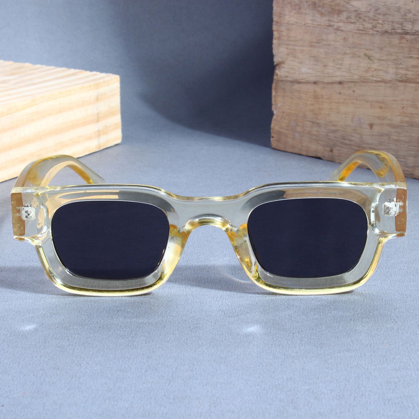 Vintage V1 Yellow Black Square Sunglasses