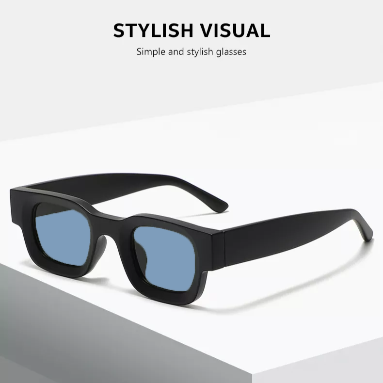 Vintage V1 Black Blue Square Sunglasses