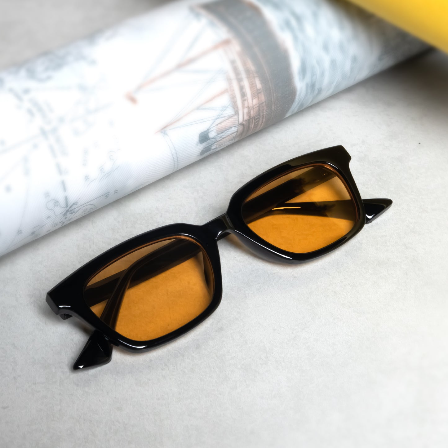 Marco Black Orange Rectangle Sunglasses