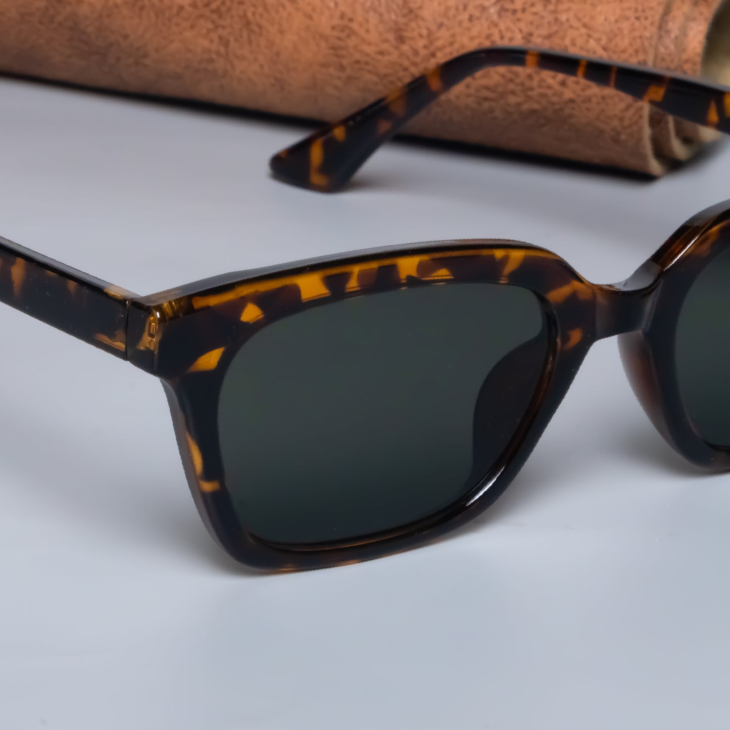 Marco Tortoise Green Rectangle Sunglasses