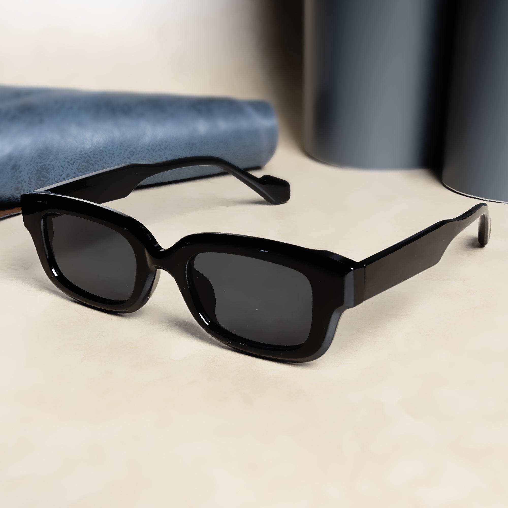 Rectangual Rsunglasses Get Thunder Full Black Sunglasses – Premium Street Look – Go Glassic