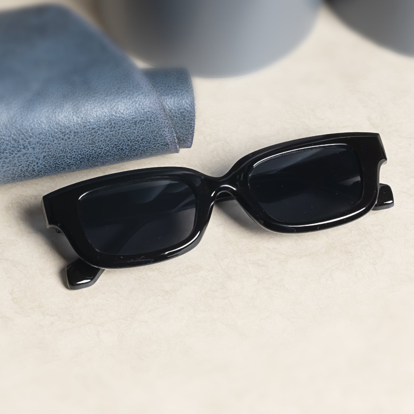 Thunder Full Black Rectangle Sunglasses