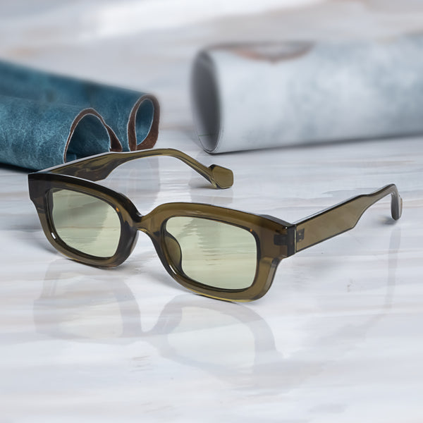Thunder Dark Green Rectangle Sunglasses