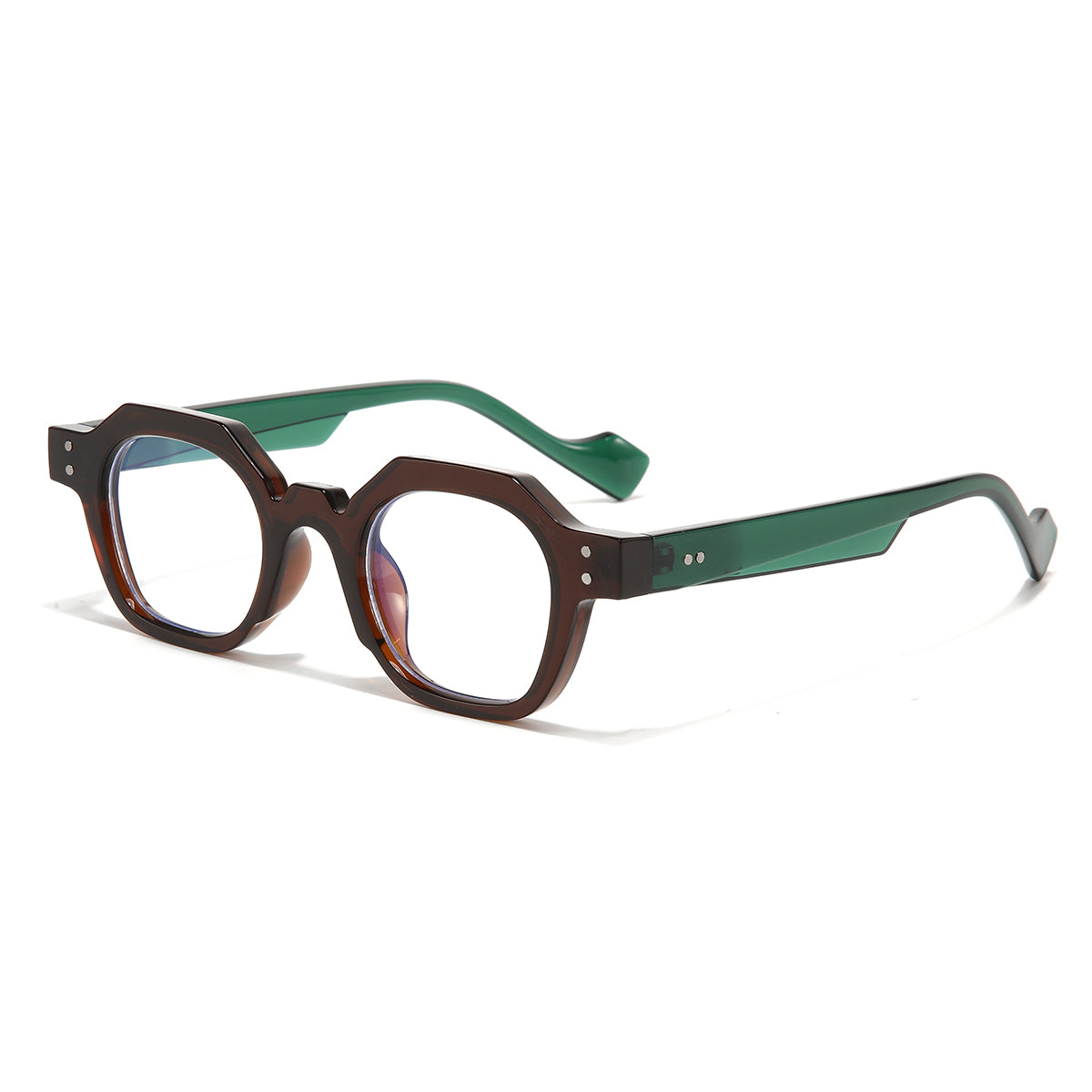 Green Brown Clear SZ 2002 Round Sunglasses