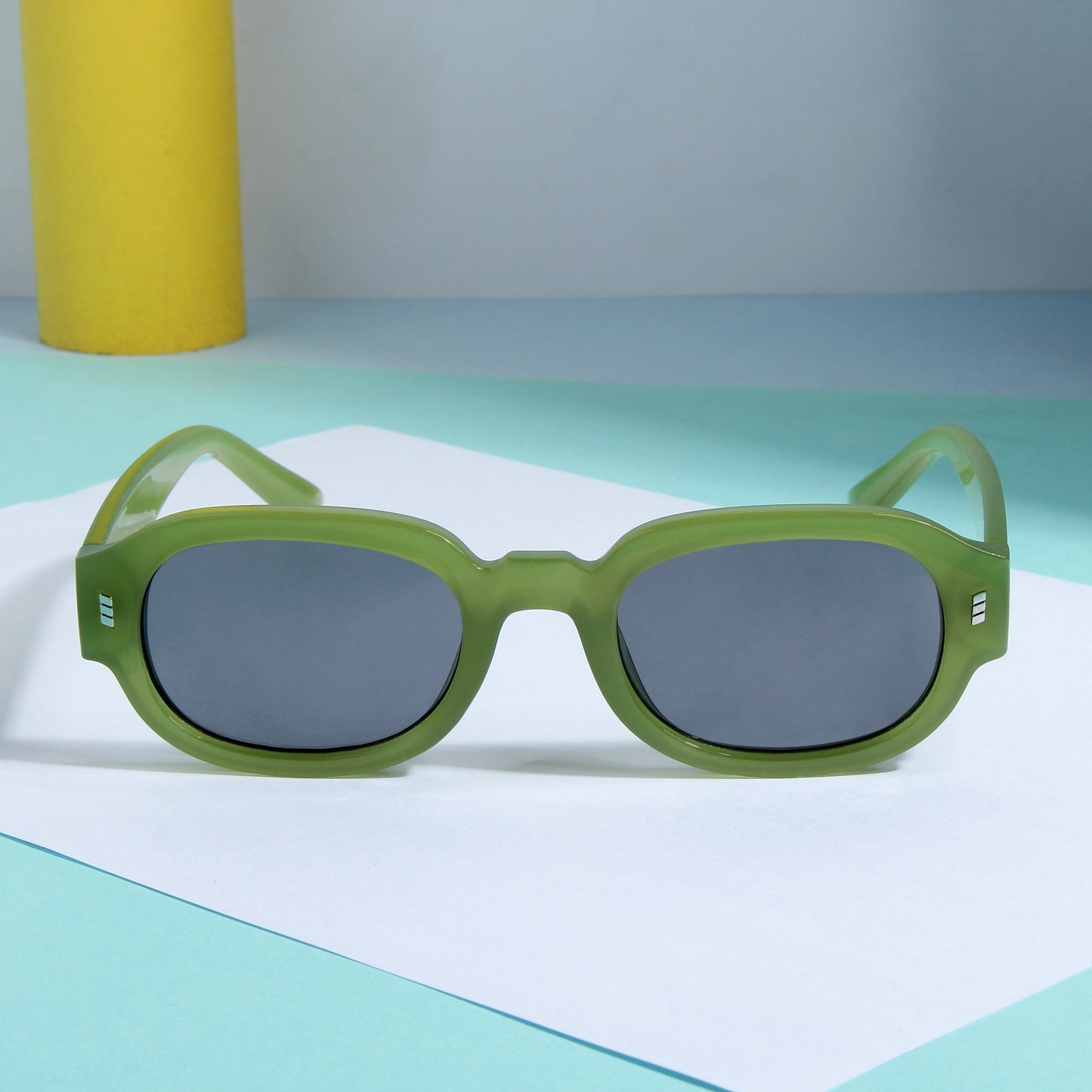 Venom Green Black Oval Sunglasses