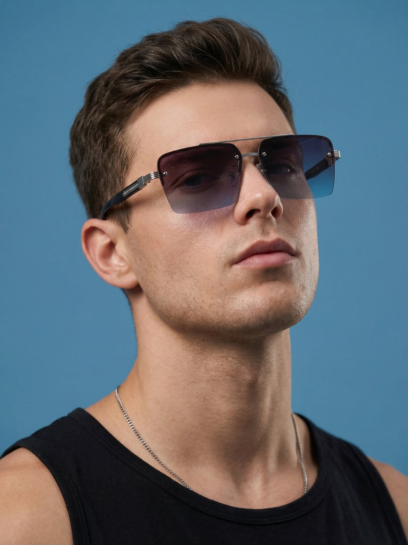 GG2349 Black Blue Gradient Rectangle Sunglasses