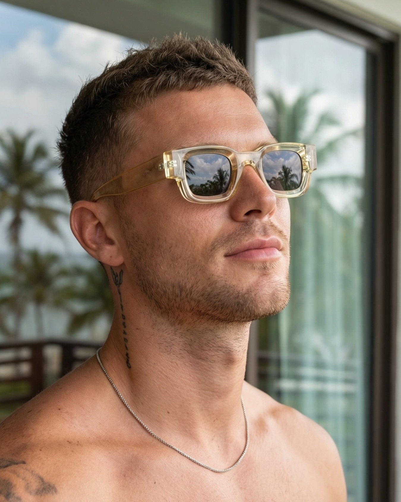 Vintage V1 Yellow Black Square Sunglasses