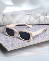 Thunder Cream Black Rectangle Sunglasses