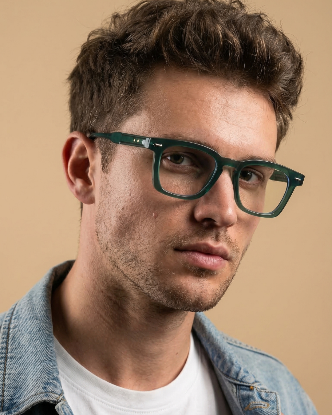Michel Green Clear Square Sunglasses
