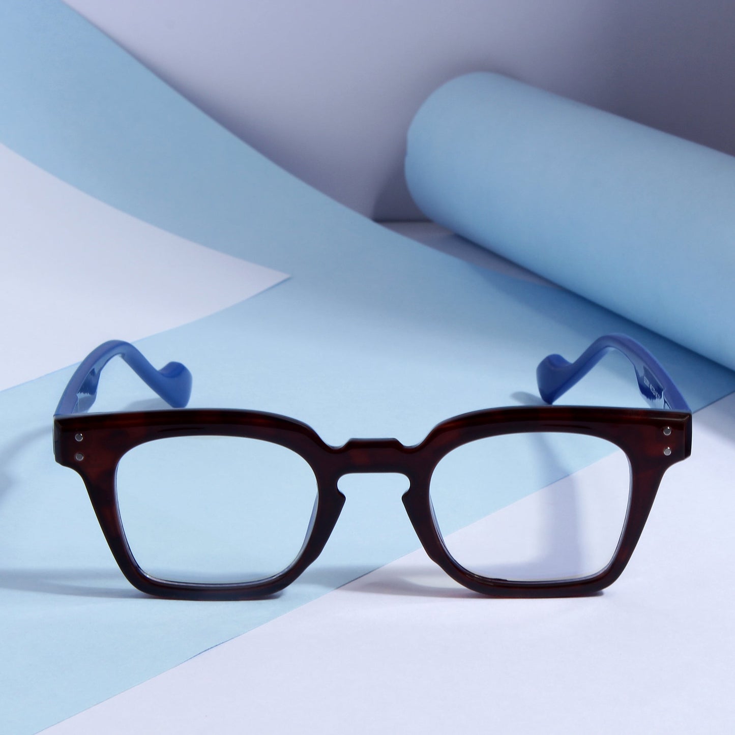 Blue Brown Clear SZ 2001 Square Sunglasses