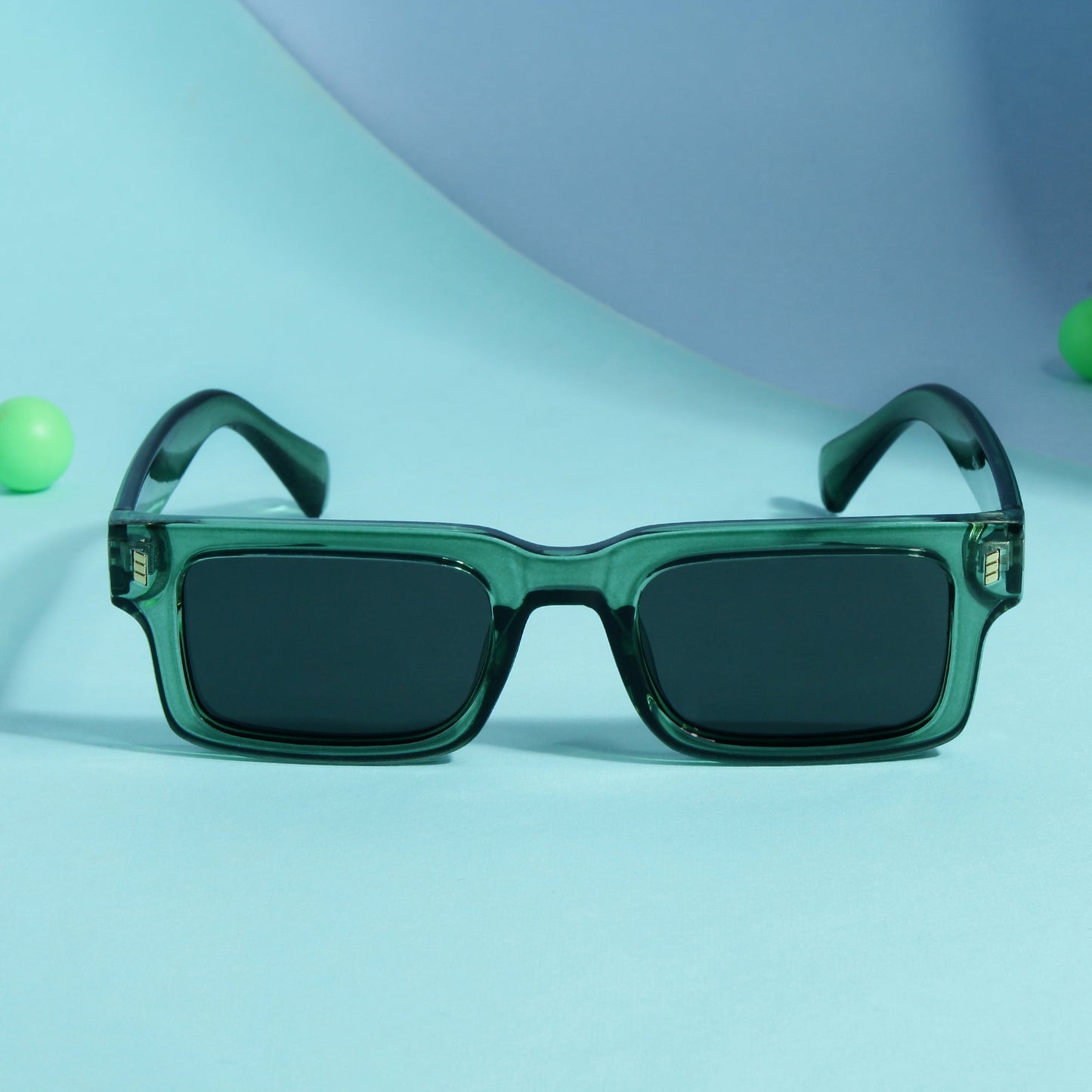 Lucifer Green Black Rectangle Sunglasses