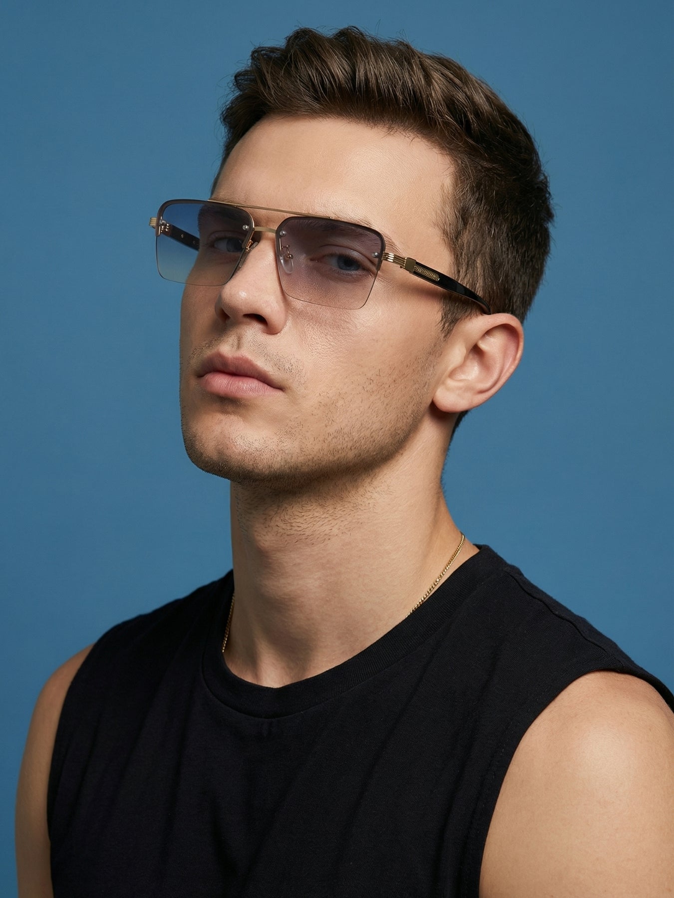 GG2349 Black Peach Gradient Rectangle Sunglasses