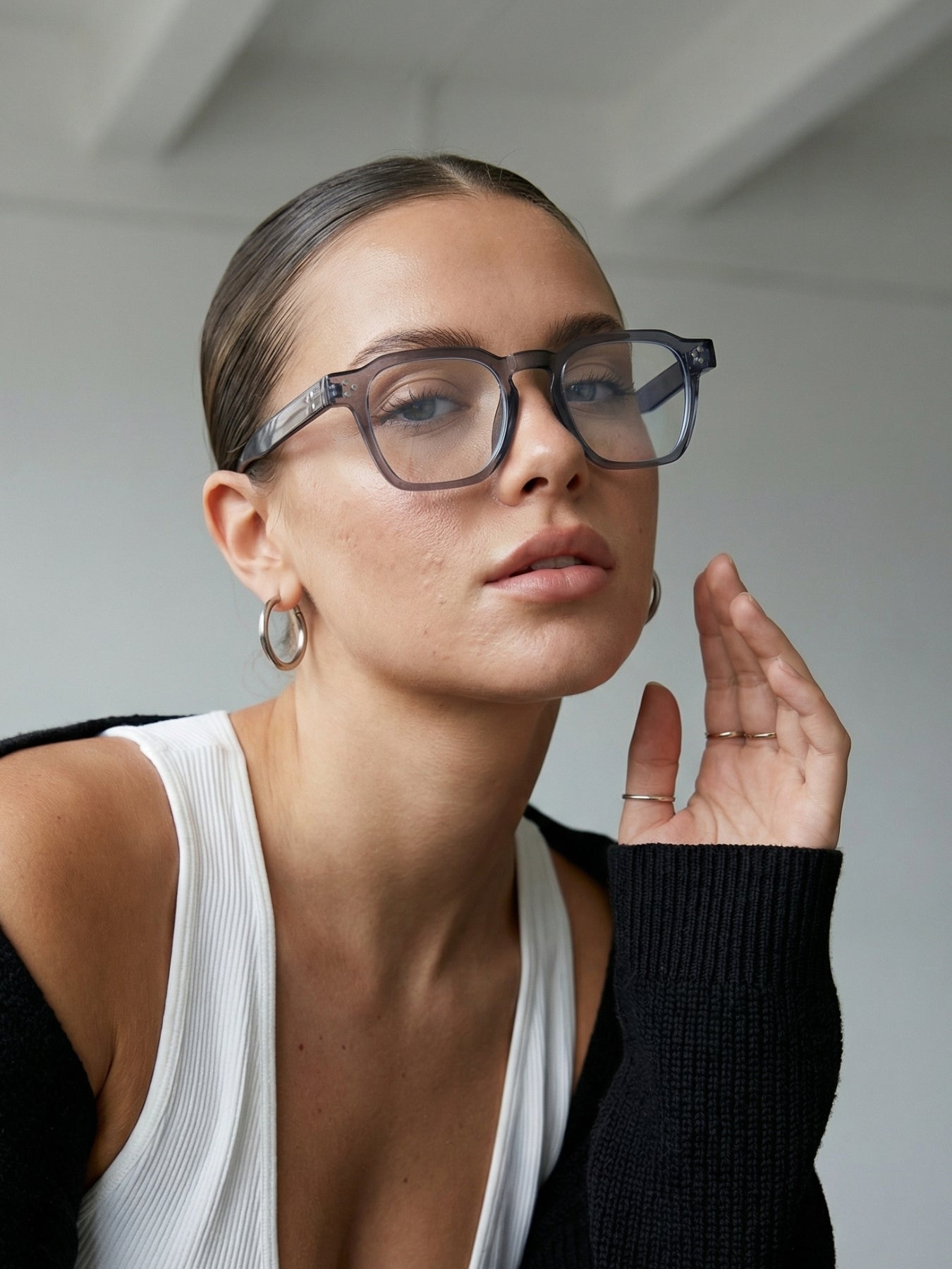 J-Bond Grey Clear Square Sunglasses