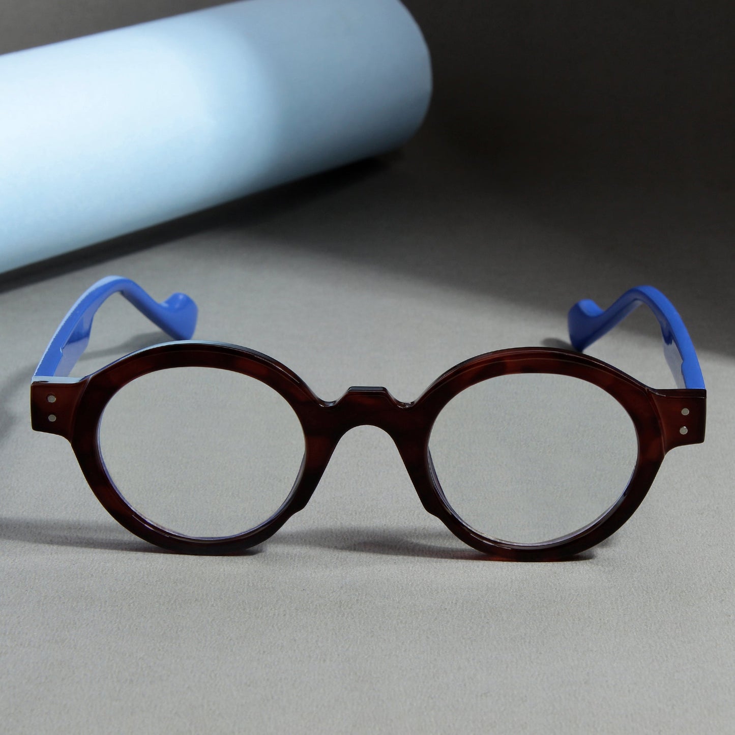 Blue Brown Clear SZ 2003 Round Sunglasses