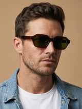 Stellan Brown Green Retro Square Sunglasses