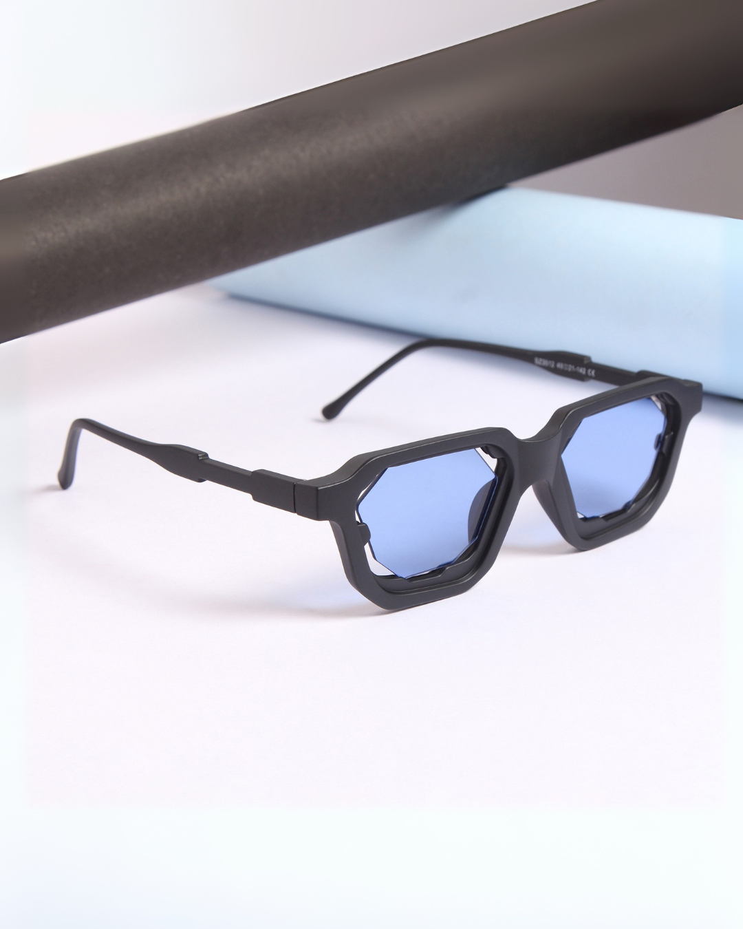 Crystal Black Blue Square Sunglasses