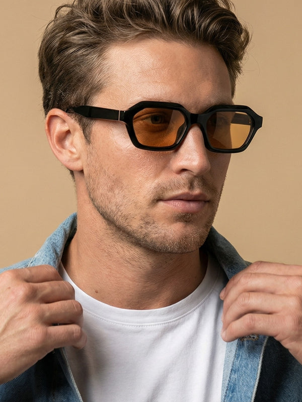 Stellan Black Brown Retro Square Sunglasses