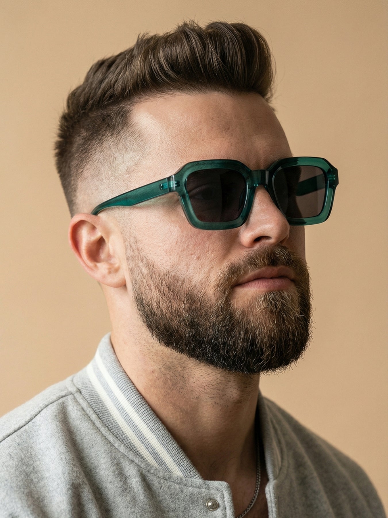 Hunter Green Black Square Sunglasses