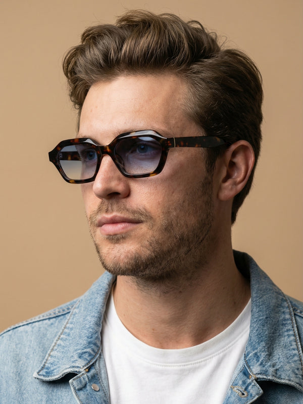 Stellan Tortoise Blue Gradient Retro Square Sunglasses