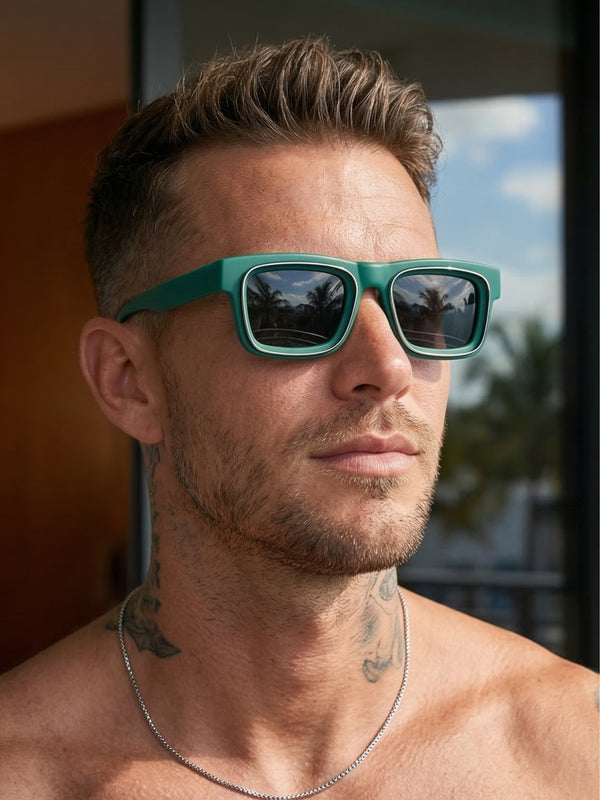 Rogue Green Black Square Sunglasses