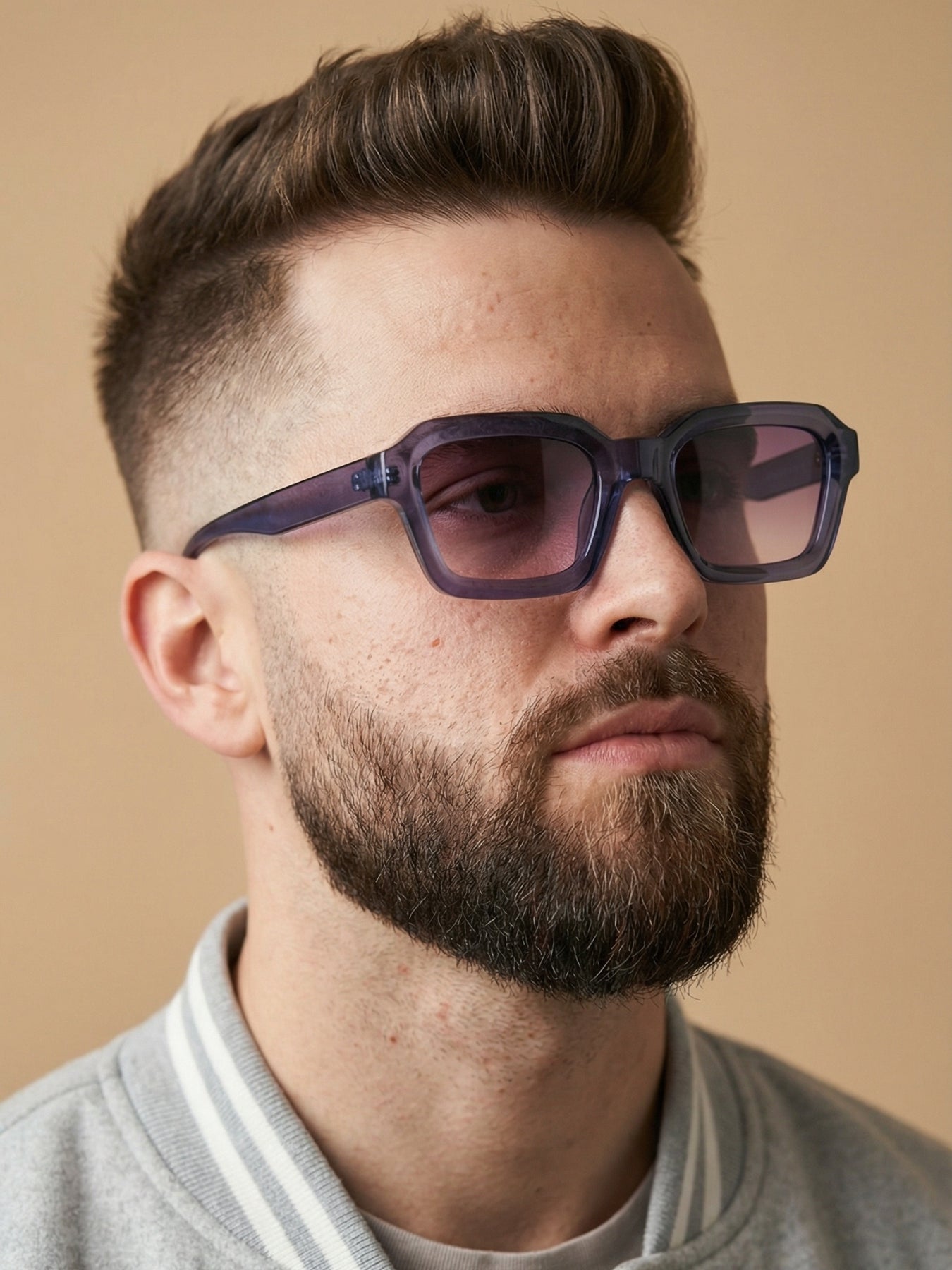 Hunter Grey Purple Gradient Square Sunglasses