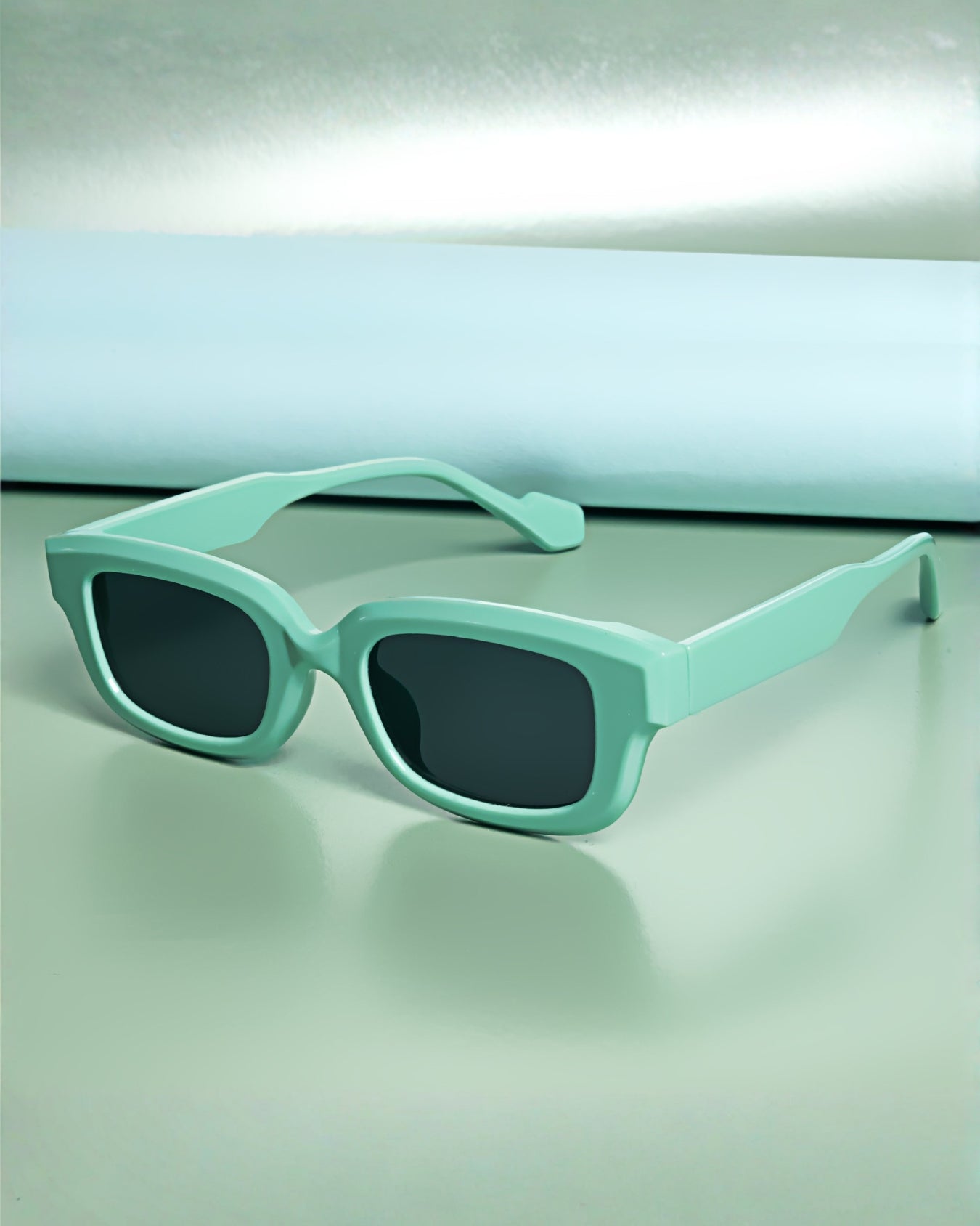 Thunder Candy Green Black Rectangle Sunglasses