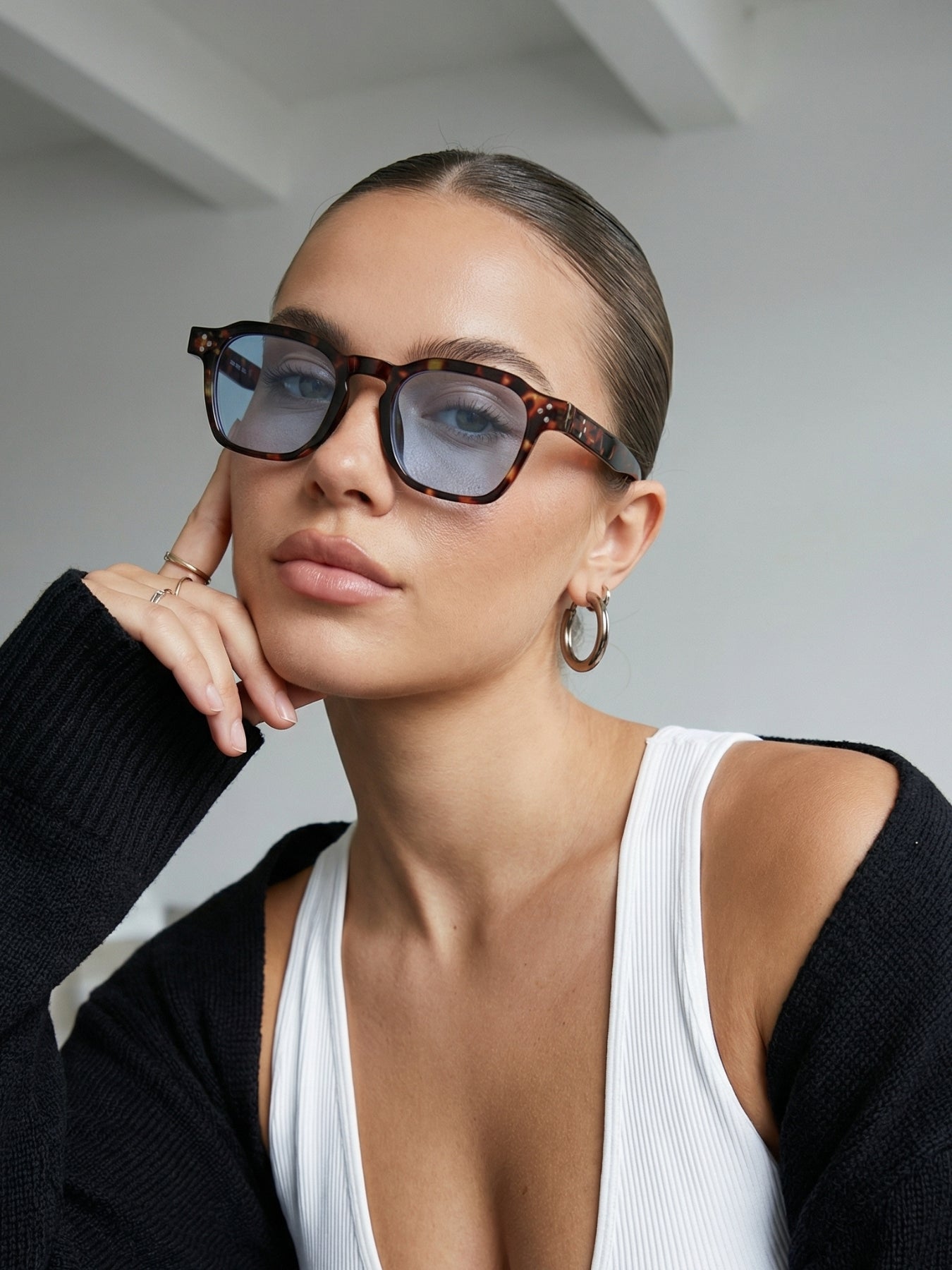 J-Bond Tortoise Brown Blue Square Sunglasses