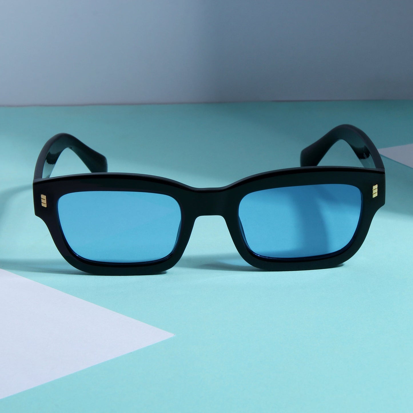 Lizard Black Blue Rectangle Sunglasses