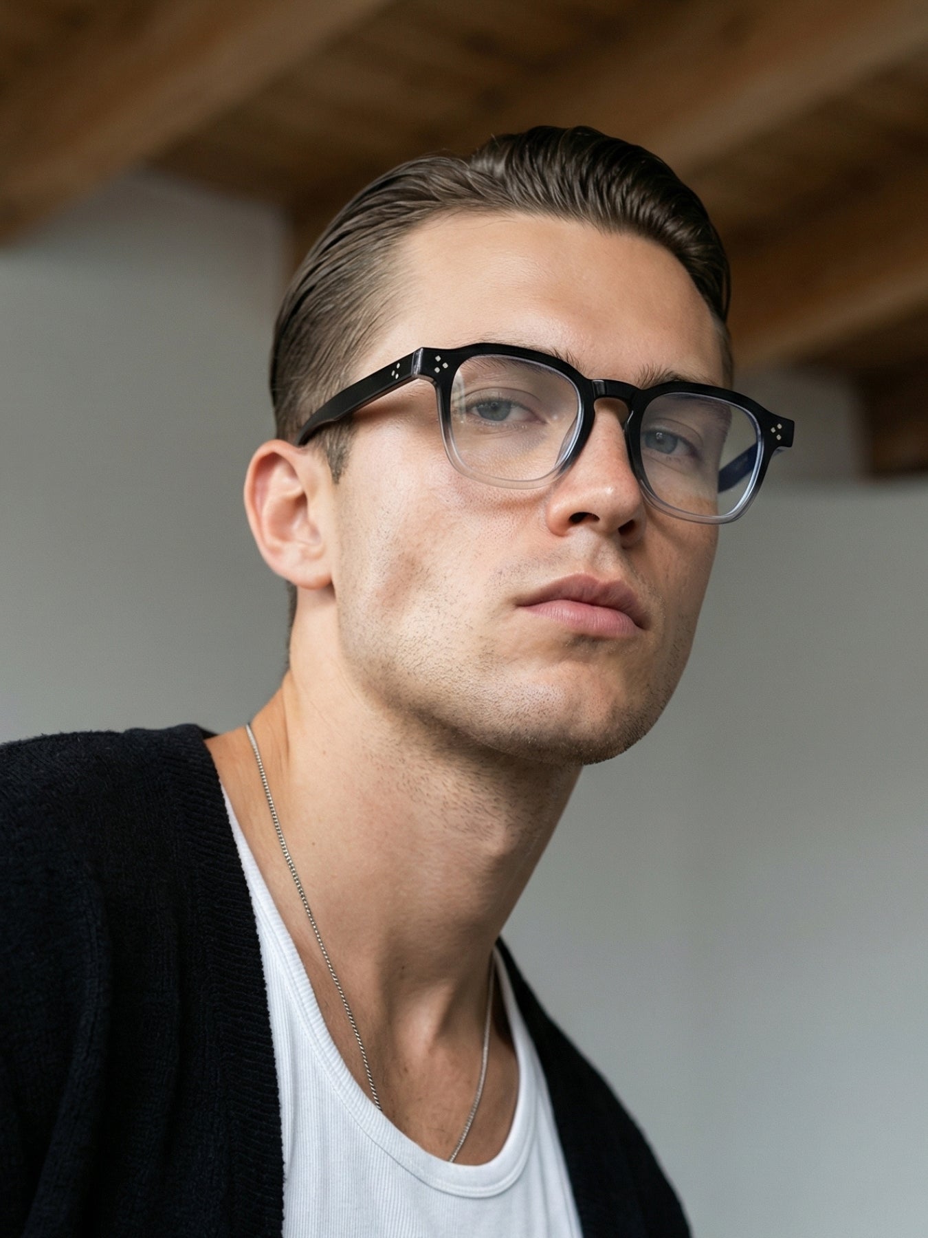 J-Bond Black Tr. Clear Square Sunglasses